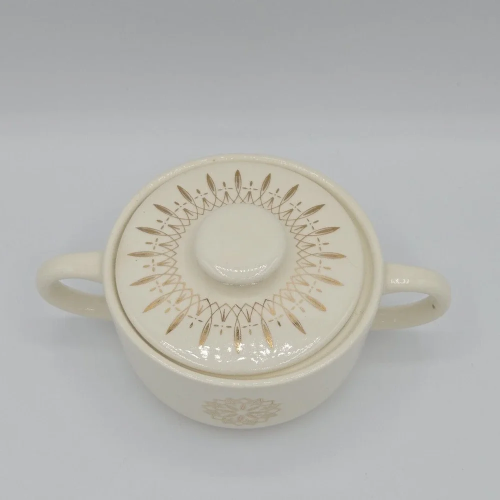 SCIO Fascination‎ Gold Loops Vintage Sugar Bowl And Lid Mcm Collectible Retro
